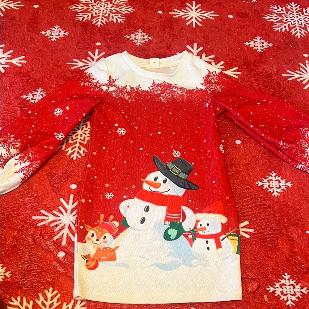 SHEIN Festive Red and White Snowman Dress